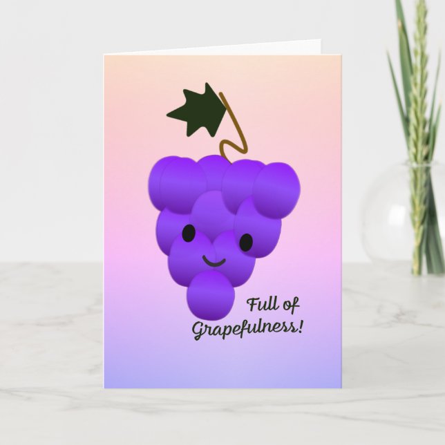 Full of Grapefulness Grapes Letterpress Thank You Card (Front)