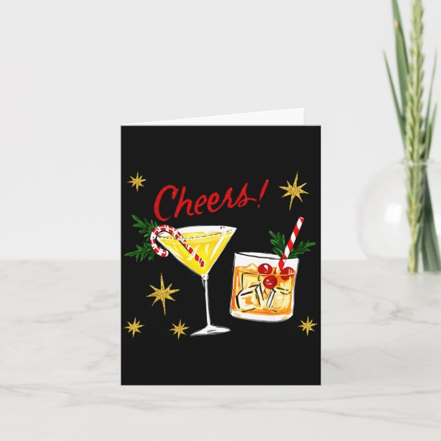 Full Of Holiday Srit Cheers Martini Christmas Drin Card (Front)