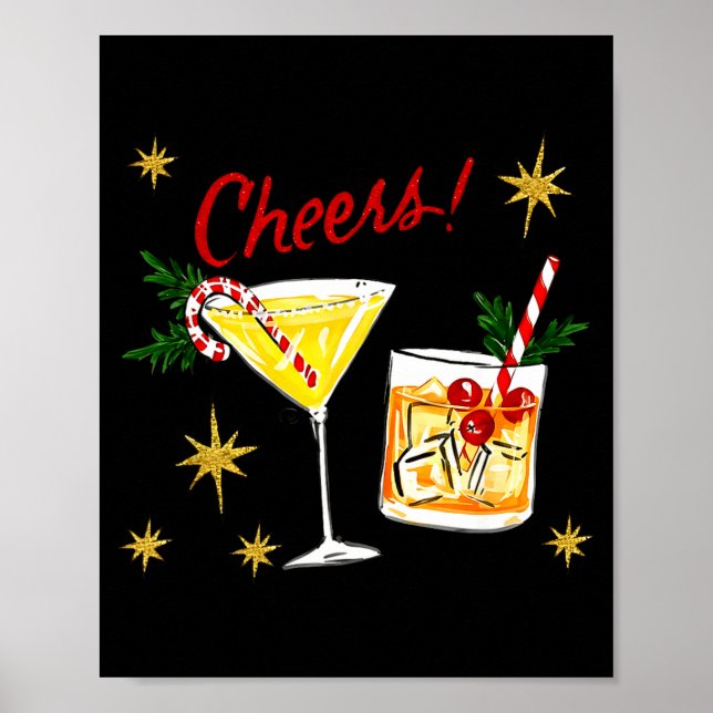 Full Of Holiday Srit Cheers Martini Christmas Drin Poster (Front)