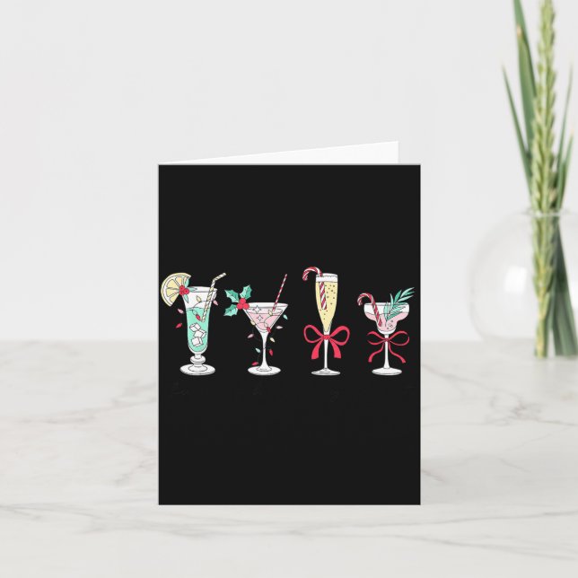 Full Of Holiday Srit Christmas Drinks Martini Tail Card (Front)