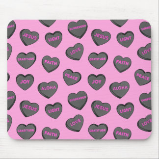 Full of Love Hearts Pattern black pink Mouse Pad