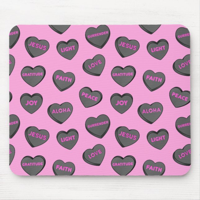 Full of Love Hearts Pattern black pink Mouse Pad (Front)