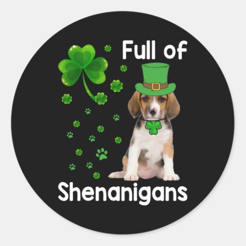 Full of Shenanigans Dog St Patricks Day Classic Round Sticker