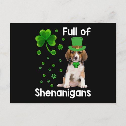 Full of Shenanigans Dog St Patricks Day Postcard
