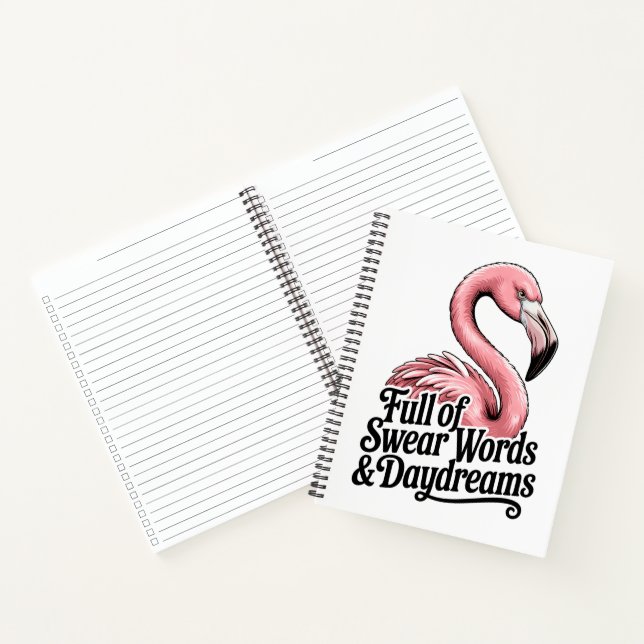 Full of Swear Words and Daydreams Funny Flamingo Notebook (Inside)