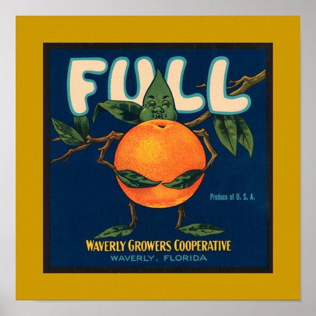 Full - Orange Crate Label (border) Poster (Front)