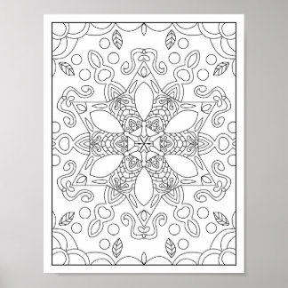 Full Page Mandala Adult Coloring Poster