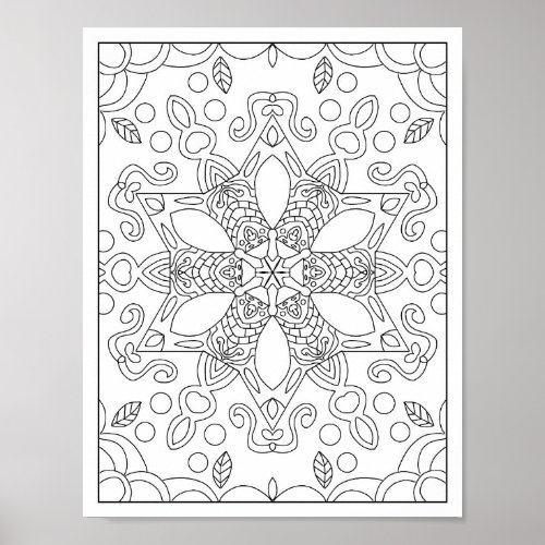 Full Page Mandala Adult Coloring Poster