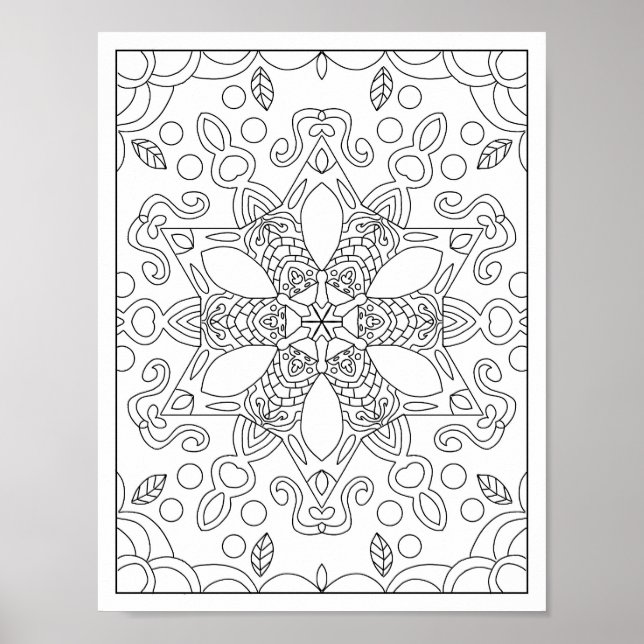Full Page Mandala Adult Coloring Poster (Front)