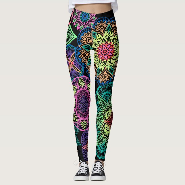 Full Page Neon Mandalas Leggings (Front)