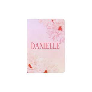 Full Petal Flowers on Peach Pink Ombre Passport Holder