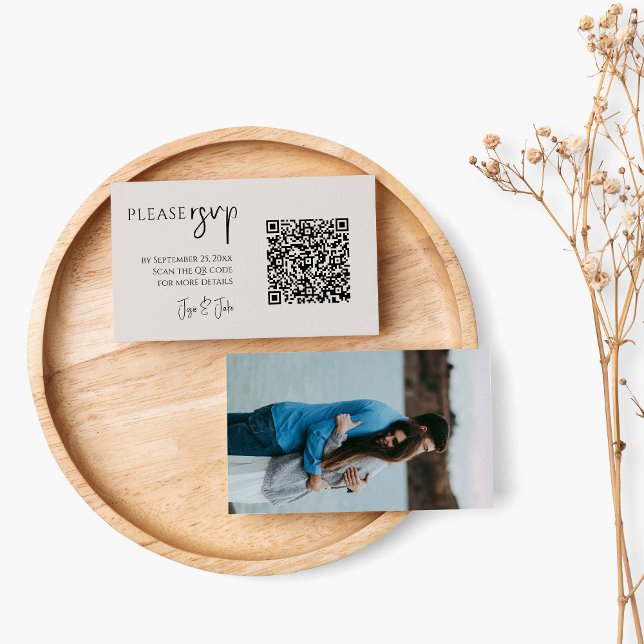 Full photo and QR code for weddings RSVP Enclosure Card (Elegant RSVP enclosure card! Featuring a full photo and a stunning gold QR code.)