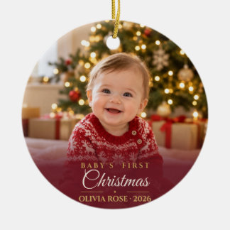 Full Photo Baby's First Christmas Ceramic Ornament