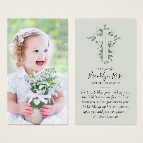 Full Photo Baptism Prayer Card