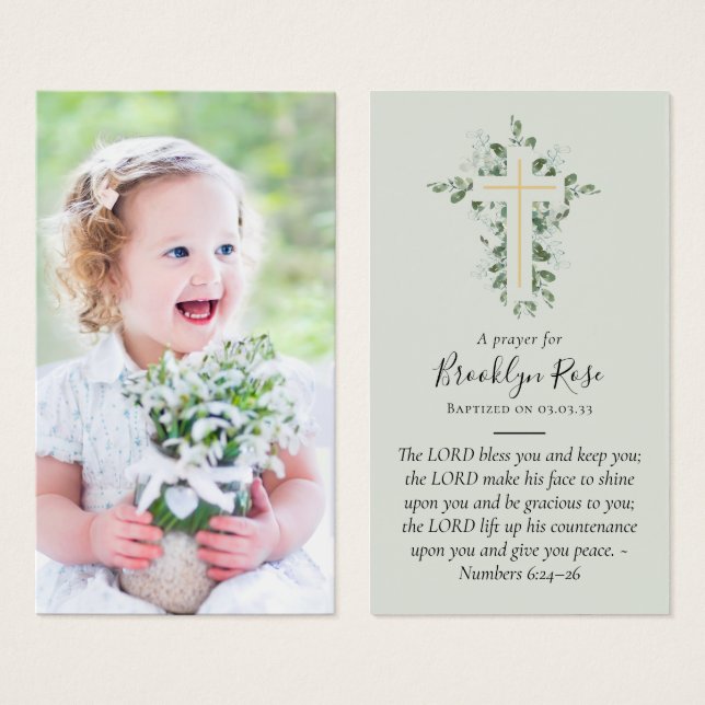 Full Photo Baptism Prayer Card (Front & Back)