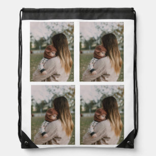 Full Photo Custom 4 Photo Collage  Drawstring Bag