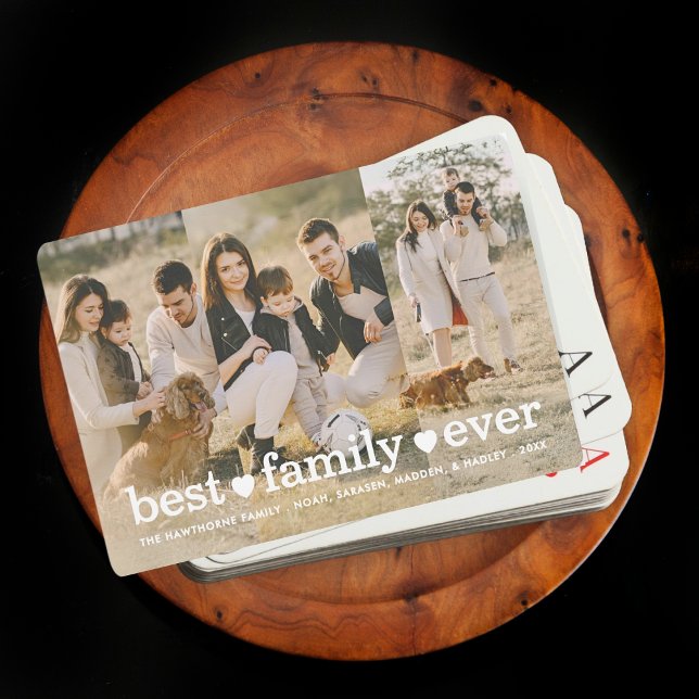 Full Photo Custom Best Family Ever Collage Text Poker Cards (Creator Uploaded)