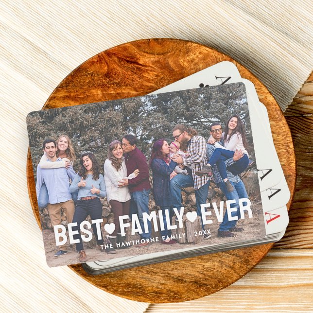 Full Photo Custom Best Family Ever Text  Poker Cards (Creator Uploaded)