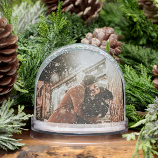 Full Photo Custom Christmas Greetings Elegant Snow Globe