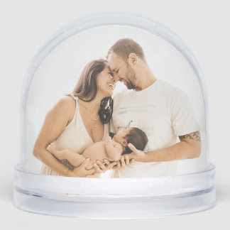 Full Photo Custom Christmas Greetings Elegant Snow Globe