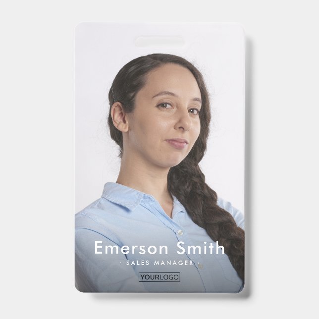 Full photo custom logo employee name title id badge (Front)