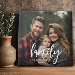 Full Photo - Custom Script Family Text Ceramic Tile<br><div class="desc">A fun way to capture memories and share them with friends. Add a photo and your favorite caption to make a cool gift for friends. A 2nd line of text is available to record the year or add any other text.</div>