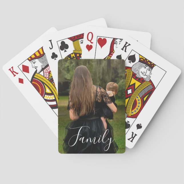 Full Photo Custom Script Family Text Poker Cards (Back)