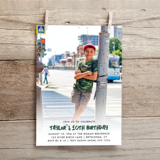 Full Photo Customized Any Age Modern Birthday Invitation (Creator Uploaded)