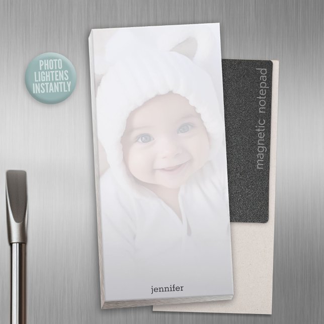 Full Photo Design with Custom Name Magnetic Notepad (Personalized notepad with a magnet on the back to put on the fridge or file cabinet)