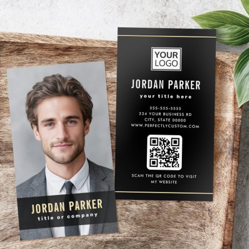 Full photo foil name elegant custom logo black business cards