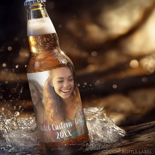 Bottle Label Example Text Full Photo Layout with a Modern White Script Text Beer Bottle Label ...