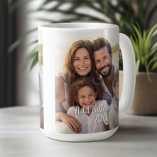 Full Photo Layout with a Modern White Script Text Coffee Mug (Custom Photo Mug)