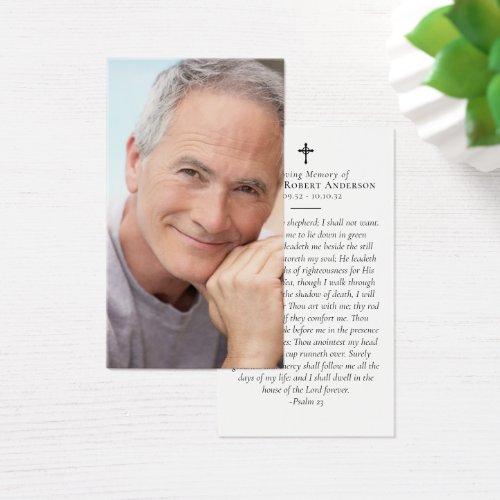 Full Photo Memorial Prayer Card