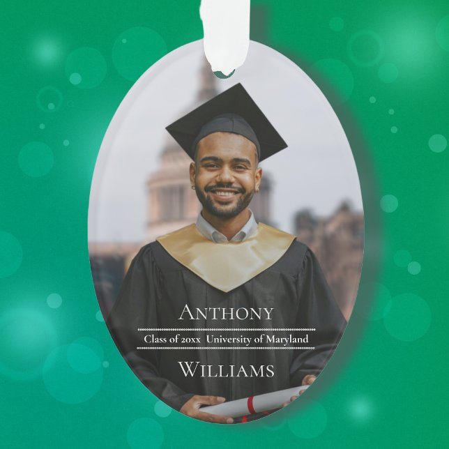 Full Photo Minimalist Graduation Oval Ornament (Creator Uploaded)