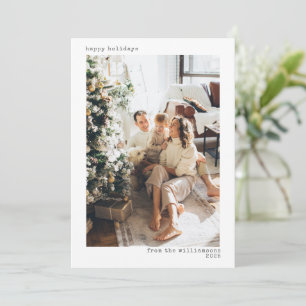 Full Photo Minimalist Modern Typography Happy Holiday Card