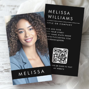 Full photo moder minimalist QR code black Business Card