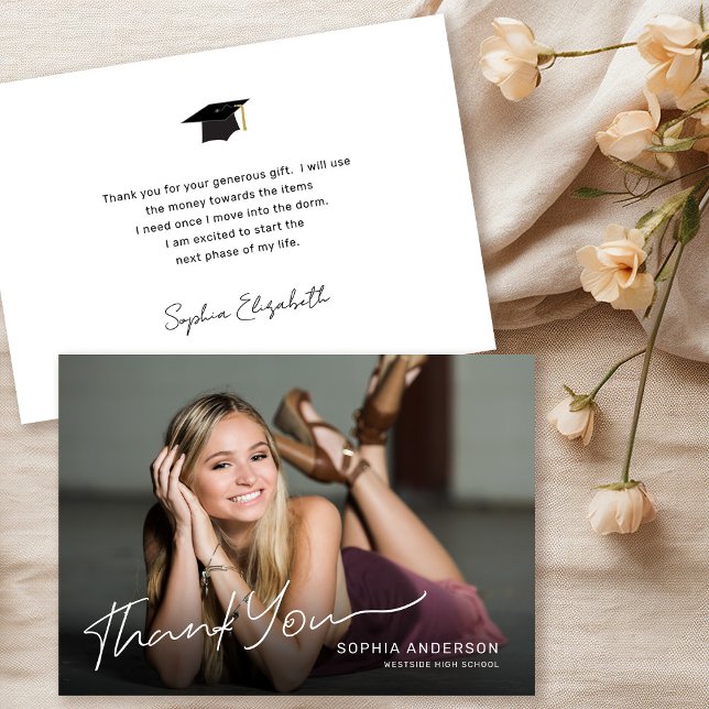 Full Photo Modern Graduate Thank You Card (Creator Uploaded)