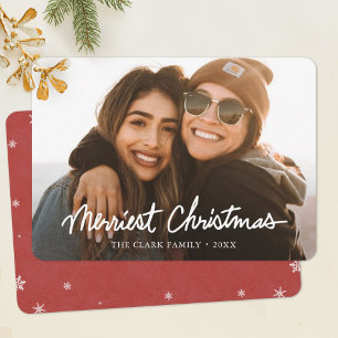 Full Photo Modern Merriest Christmas Photo Card