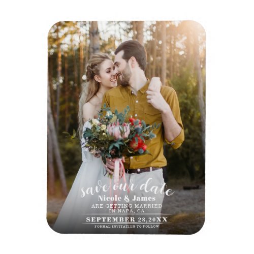 Full Photo Modern Minimal Wedding Save the Date Magnet