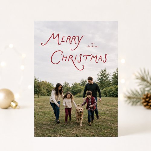 Full Photo Modern Typography Christmas Card