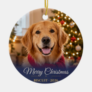 Full Photo Navy Christmas Pet Ceramic Ornament
