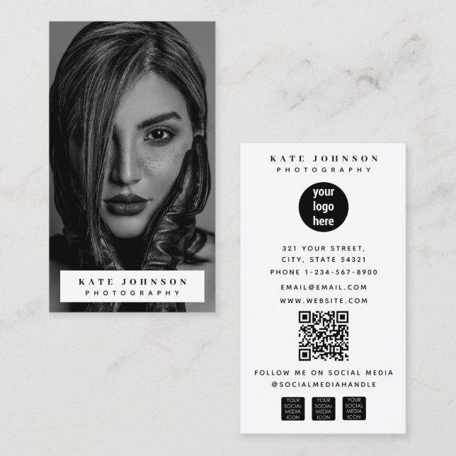 Full Photo Photography Business Logo Website Business Card (Front/Back)