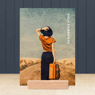 Full Photo Print Wood Block Tabletop Stand