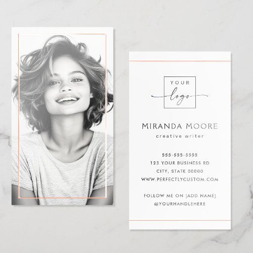 Full photo real foil borders frame trendy business cards