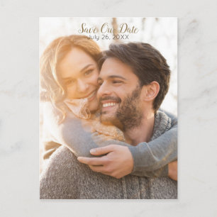 Full Photo Rustic Modern Dark Wood Save The Date Announcement Postcard