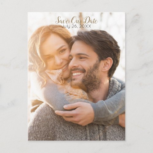 Full Photo Rustic Modern Wood  Lace Save The Date Announcement Postcard