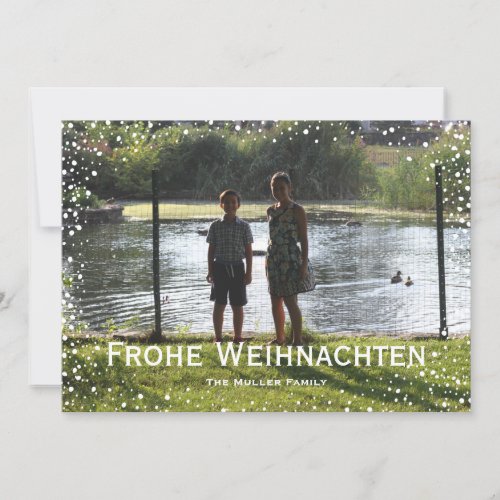 Full Photo Snowfall Custom Card Frohe Weihnachten