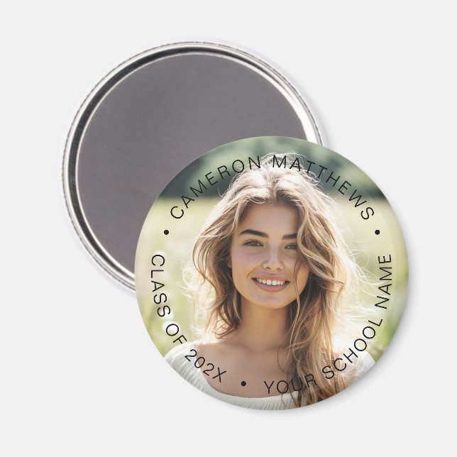 Full photo student school name year graduation magnet (Front/Back)
