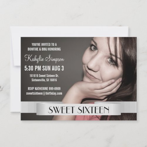 Full Photo Sweet Sixteen Birthday Party Custom Invitations