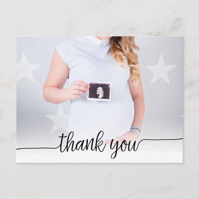 Full Photo Trendy Script Thank You Postcard (Front)